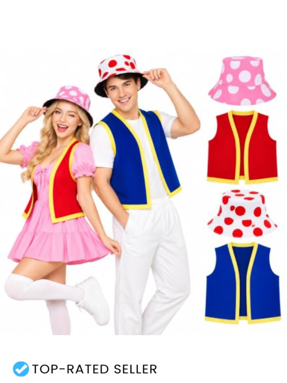 Halloween Mushroom Costume Set Vest Hat Polyester Adult Dress Up
